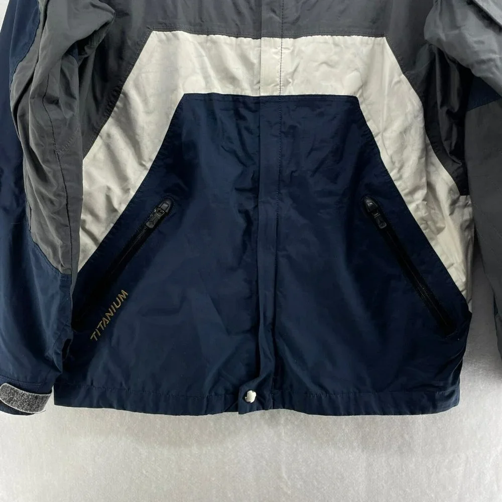 Columbia Navy Blue Gray White Kids Raincoat - Picture 4 of 10